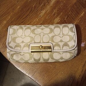 Coach Beige Signature Clutch